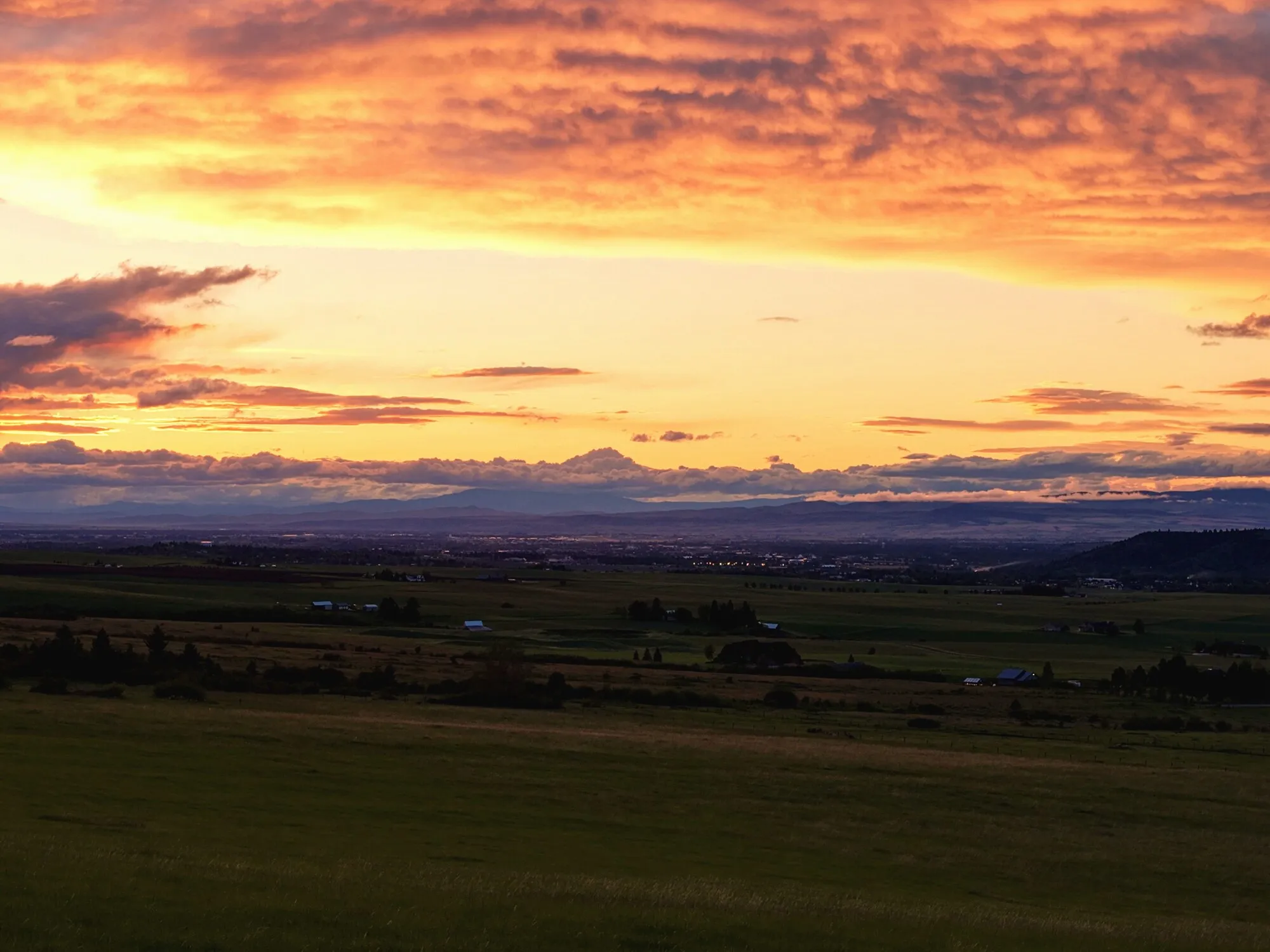 Alpenglow over the Gallatin Valley from the ranch