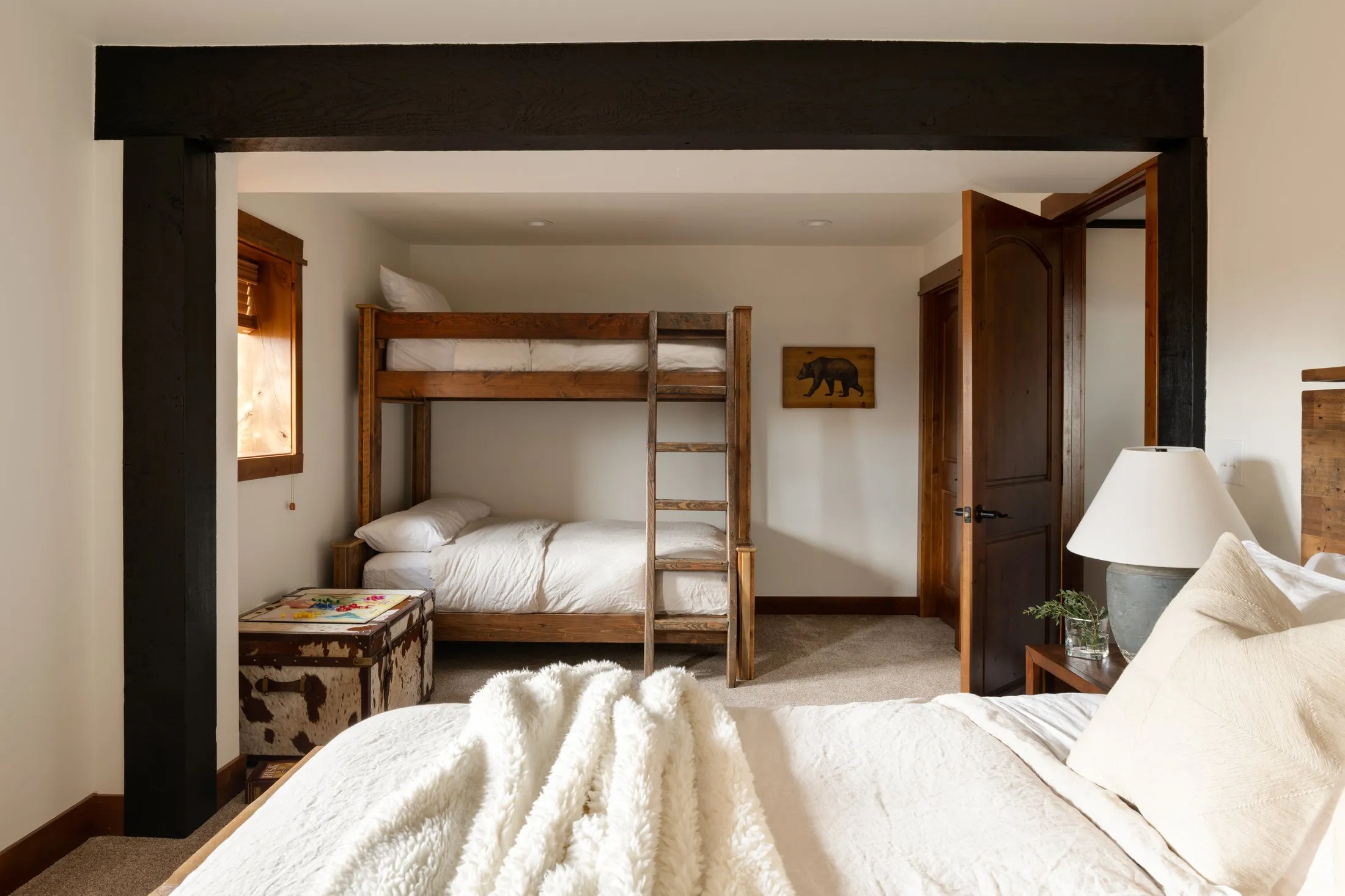 Guest bedroom with king bed and twin-over-full bunk - lower level